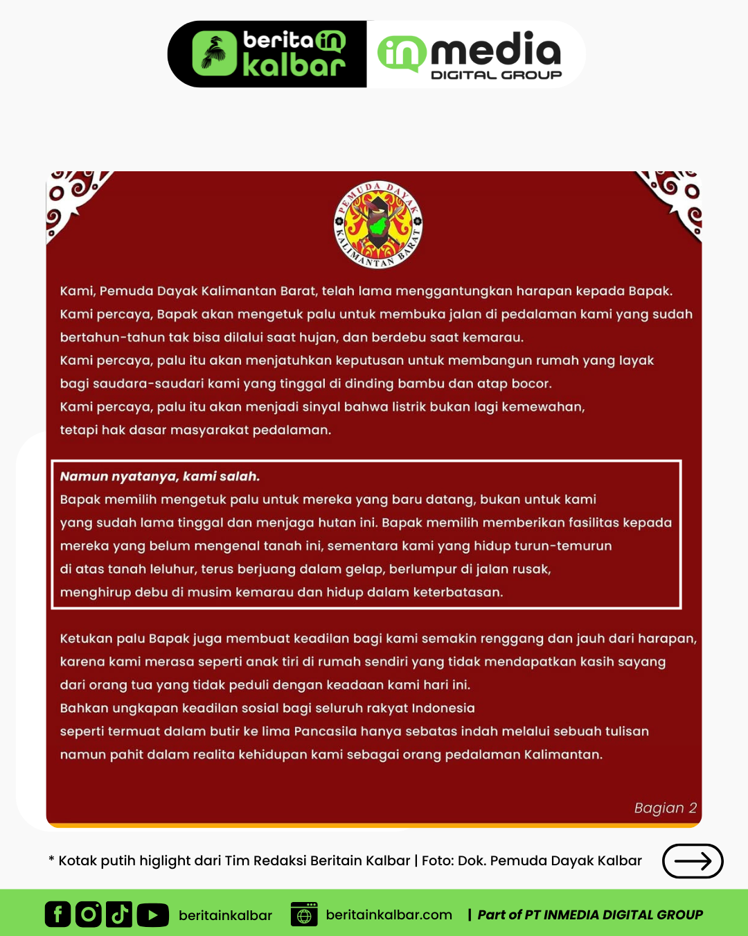 Surat Pemuda Dayak Kalbar