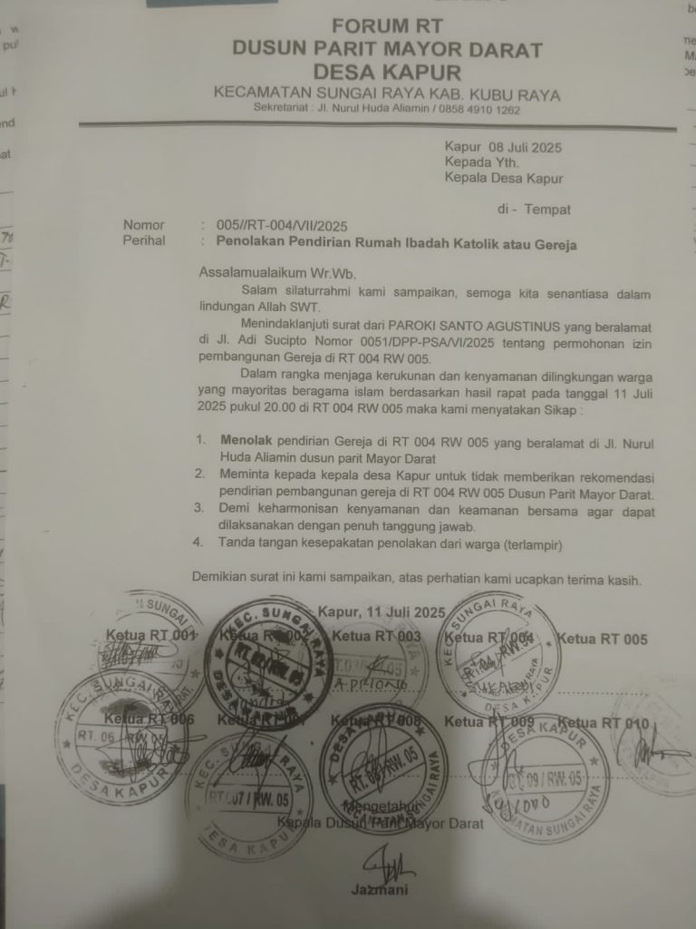 Surat Penolakan Pembangunan Gereja