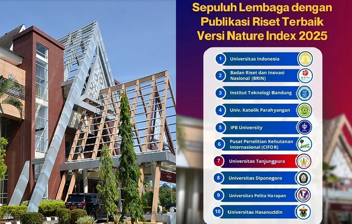 Universitas Tanjungpura Masuk 10 Besar Publikasi Riset Terbaik Indonesia Versi Nature Index 2025, Peringkat 7 Nasional.