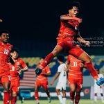 Aksi pemain Timnas Indonesia U-17 saat menghadapi Timor Leste di Gresik.