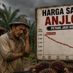 Petani sawit menjadi pihak yang paling terdampak setelah harga TBS turun tajam akibat ketidakpastian skema ekspor komoditas melalui PT DSI.