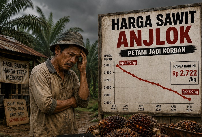 Petani sawit menjadi pihak yang paling terdampak setelah harga TBS turun tajam akibat ketidakpastian skema ekspor komoditas melalui PT DSI.